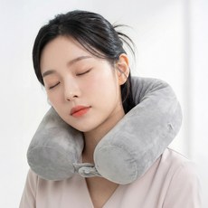 마메 자유자재 휴대용 기내용 여행 목베개 목쿠션, 그레이