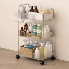 Evright 多用途壓克力迷你推車 + 掛籃 3件組, 透明, 3層