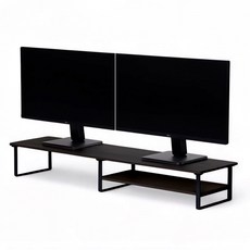 세븐앤씨 2단 반수납형 듀얼 모니터받침대 선반 1000mm, 블랙, 1개