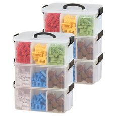 플라팜 레고 장난감 정리함 2호 3단 + 칸막이 풀세트, 혼합색상, 2세트