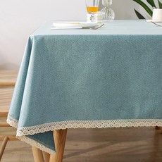 米禾 日式 蕾絲防水桌巾, 260 x 140cm, 單寧藍, 1條