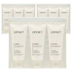 LIFENET 旅行用秀髮身體3件旅行組 + 迷你化妝包套組, 3套