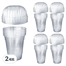 Bloom at home PET 透明杯 410ml Juldome 一次性塑膠杯 + 杯蓋組, 2套, 25個