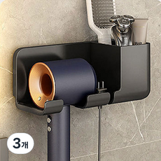 Rebenpick 免鑽孔浴室吹風機架, 3個, 黑色