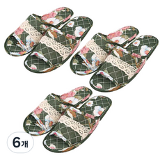 KS Mall 雙層軟墊棉質室內拖鞋 向日葵, MF221綠色