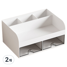 하태스몰 깔끔한 데스크정리함 화이트 콤보 2단 서랍장, 혼합색상, 2개
