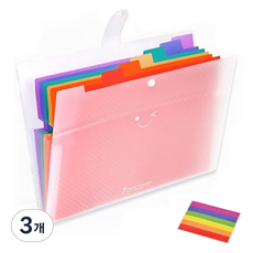 Younivi 7口袋彩虹風琴便攜式文件夾 + 標籤紙, 白色, 3個