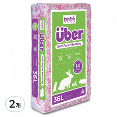 펫츠픽 반려동물 Uber 소프트 종이 베딩 흰색 + 핑크, 2개, 36L