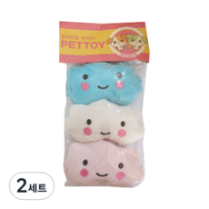 Titi Pet 絨毛娃娃啾啾寵物玩具3件組, 粉紅色 + 藍色 + 白色, 2套
