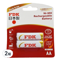 FDK 3號低自放電鎳氫充電池 AA 2450mAh, 2顆, 2組