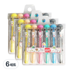 낙서하고 물로지워지는 두들펜 동물형, 6색, 6세트