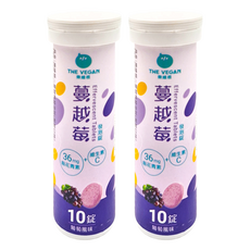 THE VEGAN 樂維根 蔓越莓發泡發泡錠 葡萄口味, 10顆, 2瓶