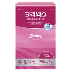 크리넥스 실크 소프트 플러스 미용티슈 2겹, 250매, 3개