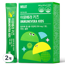 WELLIT 孩童蘆薈果凍條隨身包, 14條, 2盒