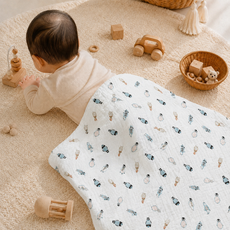 SPAZIO. L baby Choice Choice 純棉嬰兒6層紗布毯, 北極Momo