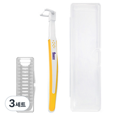 purplegorilla 新奇牙刷型握柄牙線 橘色 + 14入補充包 + 攜帶盒套組, 3套, 153mm