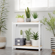 HOMEDANT HOUSE 韓國製造 組裝式鐵製花盆架 800 x 300 x 750 mm, 白色, 2層