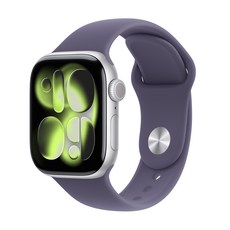 Apple 2025 애플워치 11, 실버, 42mm, GPS, 알루미늄,실버/퍼플 포그 스포츠 밴드, S/M