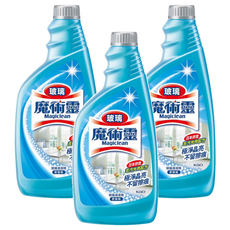 Kao 花王 Magiclean 魔術靈 玻璃清潔劑 更替瓶 極淨晶亮不留擦痕, 500ml, 3瓶