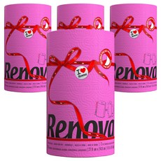 Renova 廚房紙巾 粉紅色, 120張, 4捲