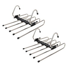 하늬통상 5단 바지걸이 옷장 바지 레깅스걸이, 블랙, 2개