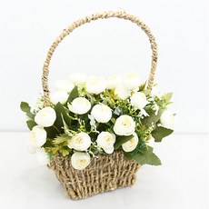 도시정원 큐티 미니 러넌 꽃바구니, 화이트, 1개