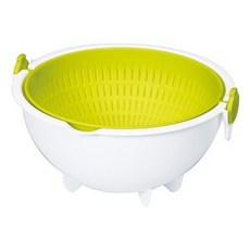 KOKUBO 小久保 可旋轉圓型瀝水籃組 180度蓋上蓋子 充分去除水分 預防果蠅孳生, 綠色, 1組