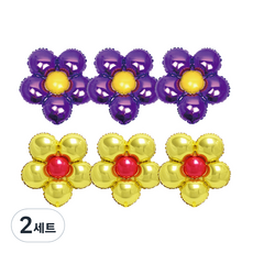 파티쇼 플라워은박풍선 소 퍼플 3p + 골드 3p + 글루닷, 혼합 색상, 2세트