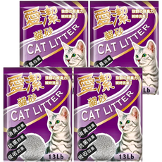 愛潔 貓砂 小球砂 強力凝結 有效除臭 專為室內貓設計, 13lb, 4包
