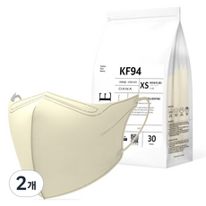 다나마스크 오브 새부리형 마스크 소소형 KF94, 상아색, 2개, 30개입