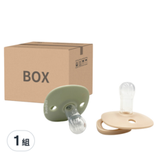 MOYUUM 矽膠安撫奶嘴2入組, 第二階段 6個月以上, 綠色*1+米色*1, 1組