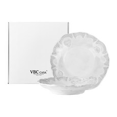 VBC CASA Incanto 蕾絲義大利麵碗組 24cm VBCS004C, 白色, 1套, 義大利麵碗 2入