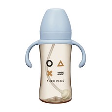 KU.KU Duckbill 酷咕鴨 KUKU PLUS 純真之瞳寛口PPSU成長奶瓶, 晨曦藍, 1個, 300ml