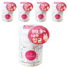 아띠래빗 신생아용 4균주 항균처리 투웨이 면봉, 5개, 200개입