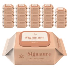 코멧 저자극 시그니처 아기물티슈 엠보싱 휴대용 캡형 더마테스트 인증, 55g, 20매, 120개