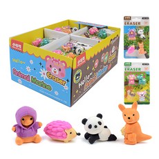 Geoyeong I&D 可愛動物組合橡皮擦, 隨機出貨, 24個