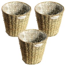 Garden in the City 藤編粗圓形花盆籃, 單色, 3個