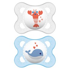 맘베이비 오리지널 실리콘 쪽쪽이 2p+간편세척케이스 블루 화이트, Original 0+ / 6+, 1세트