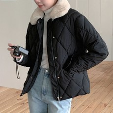 ALPHASHOE 女款毛領絎縫鋪棉外套