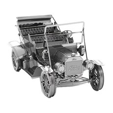 3D立體微型雕塑拼圖 模型 金屬拼圖 DIY組裝模型, 老爺車 銀色, 1組
