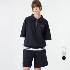 ELLE PARIS 하프집업 그래픽 반팔 맨투맨 + 쇼츠 세트