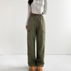 jalbba jean 女款Salty雙面刷毛防風感工裝長版鬆緊長褲