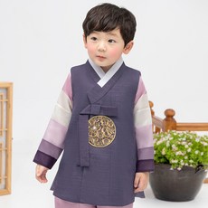 geumdong hanbok 男童用藍紫色金紗補兒童韓服套裝 AM136