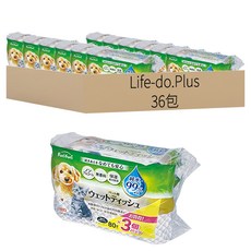 Life-do.Plus 99%純淨水寵物濕紙巾, 80張, 36包