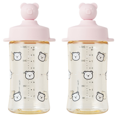 AKIOOM 幼兒用小熊PPSU吸管杯 260ml, 2個, 寶寶粉