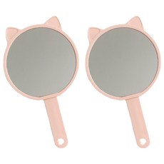 Double J 2合1梳子鏡 一體式貓咪手拿鏡, 2個, 粉紅色