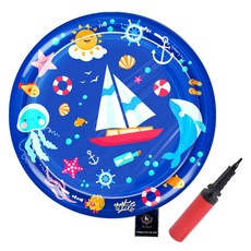 DING DONG PET 寵物藍色海洋冰涼遊戲水墊 + 打氣筒組合, 1套, 帆船(墊)