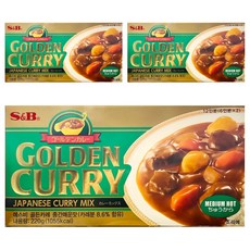S&B GOLDEN CURRY 金牌咖哩塊 中辣, 220g, 3盒