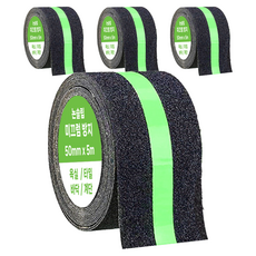 계단 욕실 바닥 논슬립 미끄럼방지 테이프 야광그린 50mm x 5m, 4개
