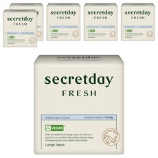 secretday Fresh棉質衛生棉, 14片, 6包, L(29cm)